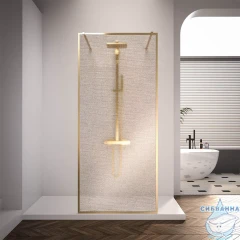 Walk-in Veconi Korato 100 профиль брашированное золото, стекло ламинированное золото KR90GL-100-10-C4