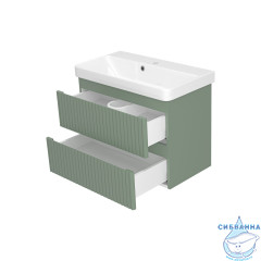 Тумба подвесная Brevita Victory 70 зеленый с раковиной Dreja Luxury 70