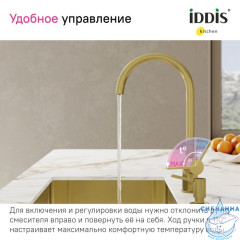 Смеситель для кухни с каналом для фильтрованной воды, матовое золото, Pure, IDDIS, PURMGFJi05