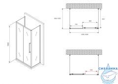 Душевое ограждение ABBER Schwarzer Diamant 160x100 AG30160BMH-S100BM-S100BM профиль черный, стекло матовое (без поддона)