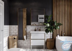 Тумба Акватон Сканди 70 белый/дуб рустикальный, с раковиной Адриана 70