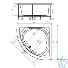 Акриловая ванна Aquatek Юпитер 150х150 с каркасом