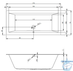 Акриловая ванна Riho Lugo 170x75 с каркасом