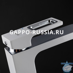 Смеситель для раковины Gappo G1017-8 (без донного клапана) (хром/белый)