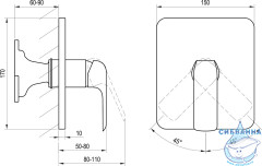 Встраиваемый смеситель для душа  Ravak Flat  X070180 (черный матовый)