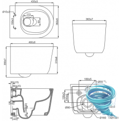 Инсталляция для унитаза Charus CC.300.80.01 с кнопкой смыва Charus Robusto FP.330.BG.05 брашированное золото,  с унитазом LYon 2.0 (с сиденьем Soft Close (микролифт)