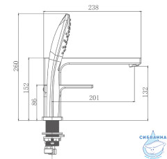 Смеситель для ванны на борт Gappo G1117-6 с аксессуарами ( черный матовый)