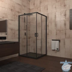 Душевое ограждение Veconi Rovigo 110x110 профиль черный, стекло прозрачное RV13-110-01-C5 (без поддона)