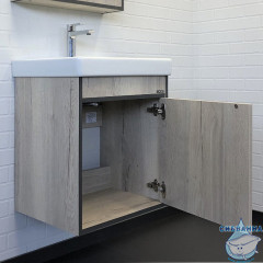 Тумба подвесная Comforty Вена 55 дуб дымчатый с раковиной Comforty Адриана 55 00-00008928