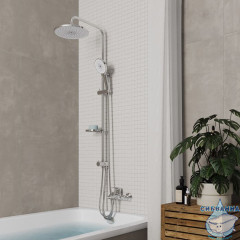 Душевой гарнитур с тропической лейкой, глянцевый хром, Ideal Spa, Milardo, ILSSB3FM76