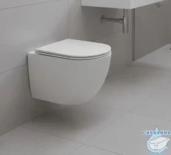 Унитаз подвесной безободковый, смыв торнадо Charus Estella Tornado CR.521.WT3.01 с сиденьем Soft Close (микролифт)