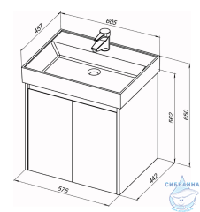 Тумба Aquanet Nova Lite 60 (2 дв.) с раковиной Латина 60 белый глянец