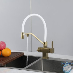 Смеситель для кухни Gappo G4395-63 (золотой сатин/белый)