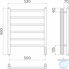 Полотенцесушитель электрический Terminus Ватикан П6 50х65 (подключение универсальное)(нержавеющая сталь)