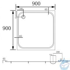 Душевой поддон ABBER AD3D090 90х90 квадратный, акриловый, белый