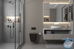 Комплект подвесной унитаз ABBER Rechteck AC1201MB черный матовый с инсталляцией AC0105 и кнопкой AC0120MMG золото матовое