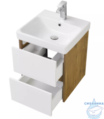 Тумба Акватон Сканди 45 белый/дуб рустикальный, с раковиной Адриана 45