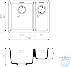 Кухонная мойка Omoikiri Kata-55-2-U-GR Leningrad grey 4993390