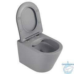 Унитаз подвесной безободковый Abber Bequem AC1102MG  с сиденьем Soft Close (микролифт) (серый матовый)