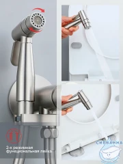 Встраиваемый смеситель с гигиеническим душем Raglo R20.54.05 (сатин)