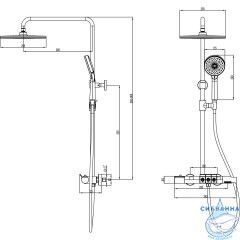 Душевая система Azario Piano 250 1 режим AZ-678U87ZA8(PA)-1DA1K17A-JR3A50APA (черный матовый)