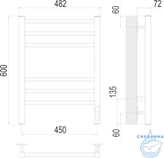Полотенцесушитель электрический Terminus Аврора П6 45х60 черный матовый (с возможностью скрытого подключения, подключение справа)