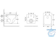 Комплект подвесной унитаз ABBER Rechteck AC1220TC белый, с закрытым дном с инсталляцией AC0105 и кнопкой AC0121MW белая матовая