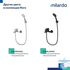 Смеситель для ванны, белый матовый, Rora, Milardo, RORWT00M02