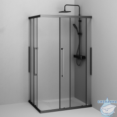 Душевое ограждение AM.PM Func 120x90 W84G-403-12090-BТ профиль черный, стекло прозрачное (без поддона)