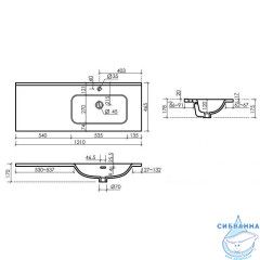 Раковина встраиваемая 121 см Ceramicanova Element CN7006R