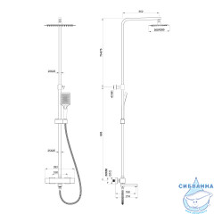 Душевая система Oliveeka D-Line 300 1 режим OL-739901-MB (черный матовый)