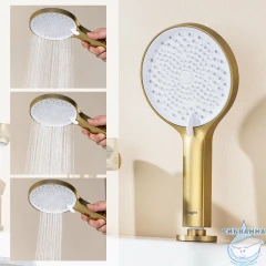 Смеситель для ванны на борт Raglo R03.31.03 с душевым гарнитуром (сатин золотой)