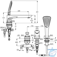 Смеситель для ванны на борт Kludi Balance 524470575