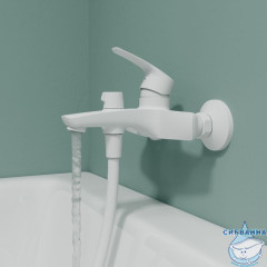Смеситель для ванны, матовый белый, Ray, IDDIS, RAYWT02i02WA