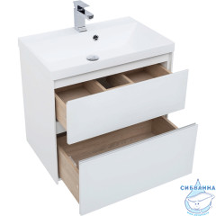 Тумба Aquanet Гласс 70 с раковиной Орлеан 70 белый глянец