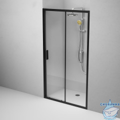 Дверь в нишу AM.PM Gem W90G-110-1-195BT 110 см профиль черный, стекло прозрачное