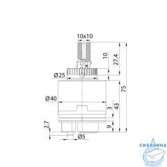 Картридж керамический для смесителя, 40 мм, с ножками, IDDIS, 999C40H0SM