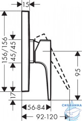 Встраиваемый смеситель для душа Hansgrohe Metropol 32565340 (черный хром)