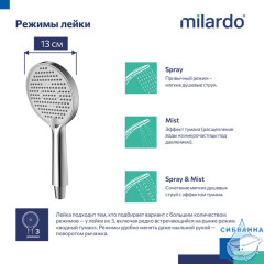 Лейка для душа, 3F, Ideal Spa, Milardo, ILS3FCRM18