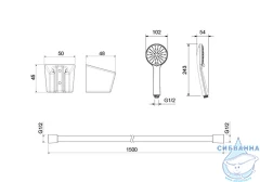 Ручной душ Aquatek 3 режима AQ2032BGM (черный хром)