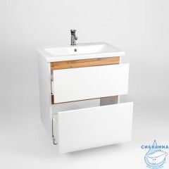 Тумба Viant Мальта 60Н с раковиной Como 60 белый/дуб вотан