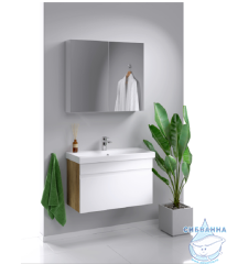 Тумба Aqwella Smart 80 с раковиной Moduo Slim 80 белый/дуб балтийский