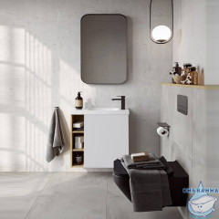 Тумба Aqwella Alba 60 R белый/дуб давос с раковиной Compact Slim 60