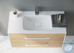 Тумба Aqwella Маями 75 белый/дуб сонома с раковиной Малага 75