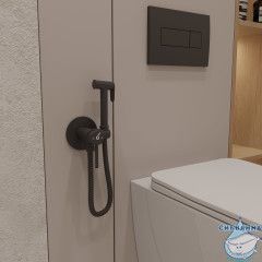 Встраиваемый смеситель с гигиеническим душем Oliveeka Y-Line OL-829902-MB (черный матовый)