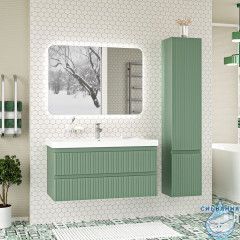 Тумба подвесная Brevita Victory 105 зеленый с раковиной Dreja Luxury 105