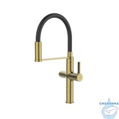 Смеситель для кухни с каналом для фильтрованной воды и гибким изливом, матовое золото, Ikon, IDDIS, IKNMGFFi05