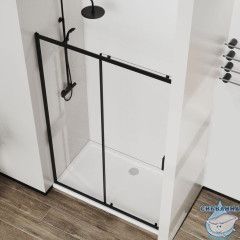 Дверь в нишу Vincea Сити 120 профиль черный, стекло прозрачное VDS-5CT120CLB
