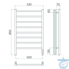 Полотенцесушитель электрический Terminus Ватикан П8 50х85 (брашированное золото)