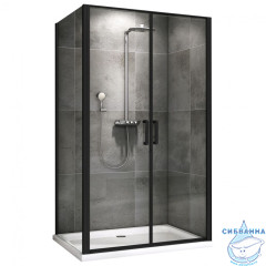 Душевое ограждение ABBER Sonnenstrand 100x100 профиль черный, стекло прозрачное AG04100BC-S100B (без поддона)
